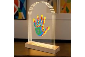 Nabance Handabdruck Set Familie mit Licht für 4, DIY Bastel Andenken Baby Handabdruck und Fußabdruck Set Baby Abdruckset Geschenk Muttertagsgeschenk Vatertagsgeschenk, 5 ungiftige Farben