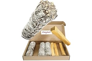 Majillux 4 Salvia Bianca e 4 Palo Santo, Kit Premium per la Purificazione Energetica da Bruciare (4 Salvia Bianca + 4 Palo Santo)
