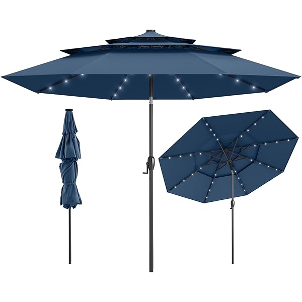 Vierkante aluminium tuinparasol Ilios 3 - 3 x 3 m - kleur ecru