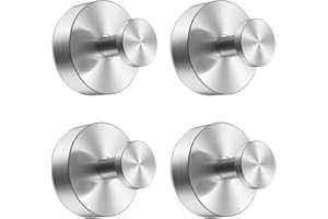 Siblaies 4 Stück Saugnapfhaken Saugnapf Haken Vakuum Saughaken Wiederablösbar Ohne Bohren Saughaken Handtuchhaken Wandhaken Edelstahl für Küche Badezimmer Glatte Fenster Wand Glas(Silber)