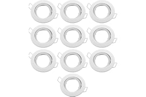 LIGHTEU, 10x Flush-Mounted Spotlight Aluminium Frame, recessed GU10, MR16 (GU5.3) Fitting, Tilt Function, Ceiling Downlight Fitting, Holder (Socket) not Included, Frost White,