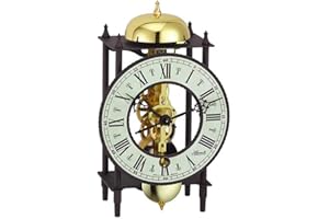 Hermle Mechanical Mantel Clock - Skeleton Dial - Wrought Iron - Strike on Hour Black
