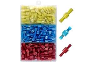 Gebildet 160 st 6.3 × 0.8mm Kabelkontakter, (Röd 22-16AWG, Blå 16-14AWG, Gul 10-12AWG), Helt Isolerad Manlig och Kvinnlig Spade Nylon Snabbkoppling Elektrisk Krympning Kallpressade Terminaler Sats