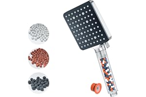 Shower Head with Filter,YEAUPE PRO Square Pure Shower,Bathroom showerhead, Shower Heads High Pressure 6 Jet Modes,Universal Powerful Flow Rain Hard Water Softener Handheld Shower Head