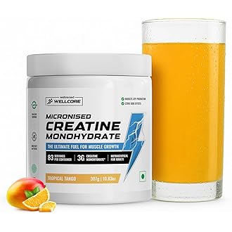 Wellcore Pure Micronised Creatine Powder (83 Servings, Tropical Tango) For Enhanced Muscle Strength With Rapid Absorption | Creatine Monohydrate | Wel