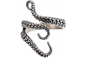 BODYA Gothic Punk Edelstahl Octopus Tentakel Ring Tintenfisch Kraken Nyarlathotep Größe Einstellbar