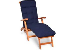 ‎BEAUTISSU Beautissu Bequeme Liegenauflage Deckchair & Sonnenliegen 200x50cm Flair DC – 8cm Dicke Polsterung Gartenliege Auflage Sonnenliege Liegestuhl Polster mit Schaumflockenfüllung Gartenmöbel Kissen Blau