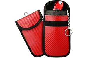 LSTCPGLAI 2 Pack Red Faraday Pouch For Car Keys,Faraday Pouch,Rfid Blocker Bag for Car Security,Keyless Car Key Signal Blocker Pouch,Minder Signal Blocker.