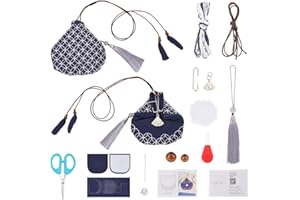 FREEBLOSS Sashiko - Kit de monedero con instrucciones (idioma español no garantizado), kit Sashiko para principiantes, bolsa de bordado japonesa Sashiko para niñas y madres