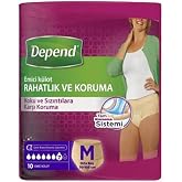 Depend Kadın Emici K&uuml;lot Hasta Bezi Orta Boy Medium Beden 10'Lu * 6 Adet