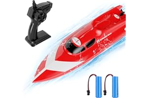 MaxTronic Ferngesteuert Boot, 2.4Ghz 15 Km/h Batterie Boot Ferngesteuert für Kinder, Alarm Bei Schwacher RC-Boot mit 2 Wiederaufladbaren Batterien, Geschenk für Junge Mädchen ab 3 Jahre