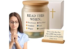 Verse Jar, Inspirational Basket, 2.56x2.56x3.15 Inches Daily Prayer Notes, Cards, Faith Based Gift Idea, for Women, Pastor, Birthday, Easter, Baptism, Bedside, Workplace Use