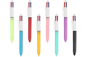 MOTIBACK Penna a sfera in 4 colori, 8 penne a sfera multicolore, 1,0 mm, 4 penne colorate per l'ufficio, la casa o la scuola (B)