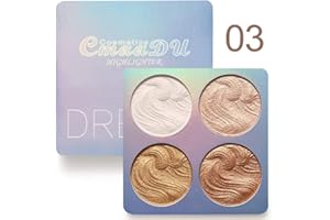 Weixinbuy Shimmer Highlighter Powder Palette - Illuminator Baked Waterproof Brilliant for Lighter Skin Color, Great Choice and Gift for Girls