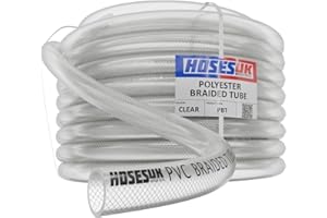 HOSES UK 19mm (3/4") Clear Braided PVC Hose Pipe - Heavy Duty, Water, Airline, Compressor, Food Grade 5m Length