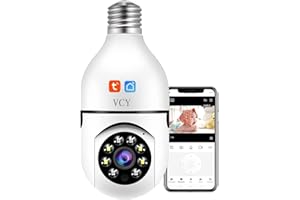 VCY Kamera bezpieczeństwa żarówki, E27 WiFi TUYA Kolor nocny 360 stopni Pan/Tilt Panoramiczna kamera IP, 2,4 GHz 1080P Inteligentny dom Nadzoru Dzieci Kamera Dwukierunkowa Rozmowa Kryty Zwierzę