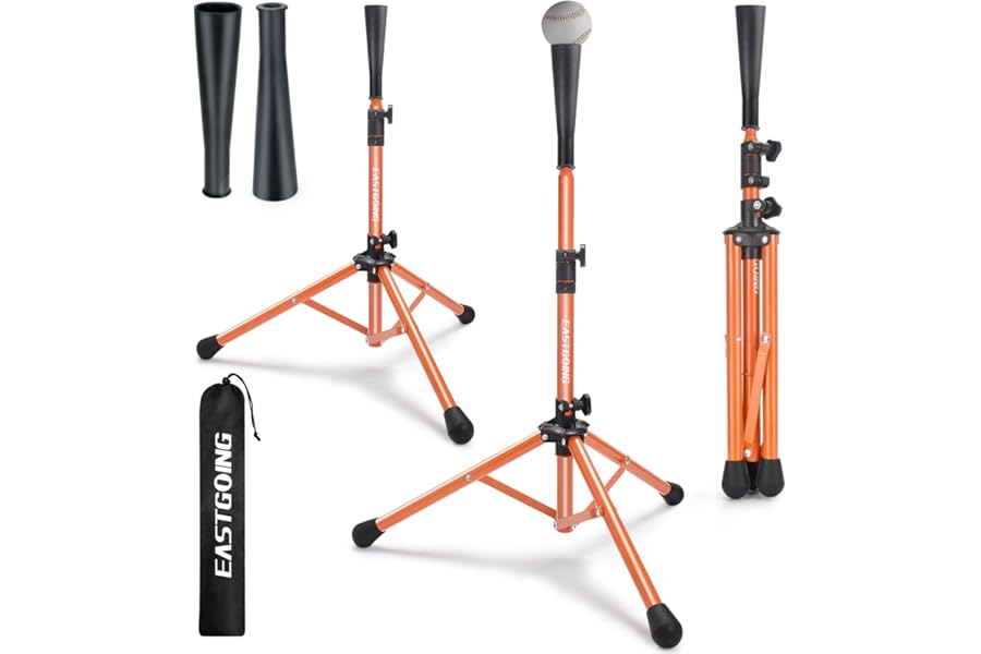 Eastgoing Heavy Duty Baseball and Softball Portable Travel Batting Tee.Adjustable Height|Portable|Collapsible. Baseball Hitting Tee for Any Age Player Practice