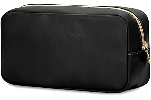 WANDERING NATURE Trousse Trucchi Donna Borsa Cosmetica da Viaggio Piccolo Borsa Cosmetica Portatile con Tasca Interna in Morbida Pelle Pu Beauty Case, Nero