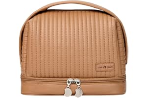 YUNKOZAND Bolsas de cosméticos, Bolsas de Maquillaje de Viaje, Bolsas portátiles de Lavado de Cuero Impermeables, Bolsas de Almacenamiento de Productos para el Cuidado de la Piel (B-Marrón)