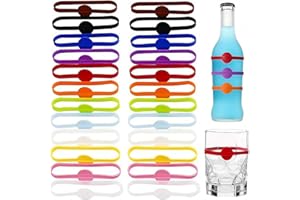 EODKSE 24pcs Glasmarkierer, wiederverwendbare Silikon-Marker in verschiedenen Farben, für Weingläser, Flaschen und Trinkgläser, Für den Einsatz auf Partys und Dekoration in Bars und Cocktailempfängen