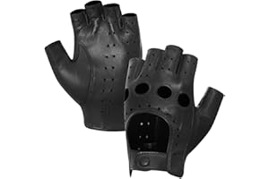 Harssidanzar Femme Demi Doigts Gant, Femme Gants De Conduite En Cuir Sans Doigts Peau De Mouton GL012