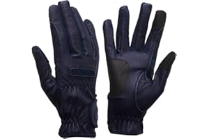 eGlove eQUEST GripPro - Leather Horse Riding Gloves - Hardwearing, Breathable and Grippy Real Leather - Synthetic Lycra comfort fit inserts - Touchscreen Gloves