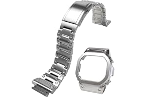 Korlexchi Zestaw MOD metalowy pasek do zegarka i etui na zegarek kompatybilny z Casio dla mężczyzn G-SHOCK DW-H5600 316 bransoletka ze stali nierdzewnej pasek i ramka