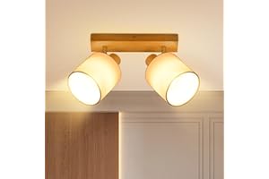‎LICHTMALER Lichtmaler Deckenleuchte Deckenstrahler 2 Flammig Holz - Deckenspot Drehbar Deckenlampe Flur E14 MAX 25W Flurlampe Innen Schwenkbar 350° Retro für Küche Schlafzimmer Ohne Leuchtmittel