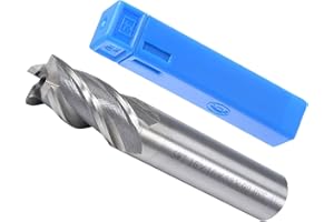 CoCud 4-Flute Spiral End Mill Bits, 16mm Diameter 32mm Length, High Speed Steel Straight Milling Cutter with Storage Case- (Applications: for Plywood Hardwood Plastic),