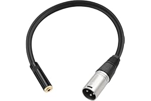PNGKNYOCN XLR na 1/8 krótki kabel, symetryczny kabel 3,5 mm (1/8 cala) TRS gniazdo stereo jack na XLR, kabel adaptera (0,3 m/1 ft)