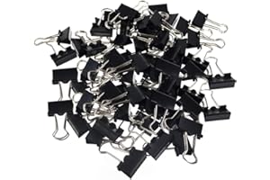 kuou LEZQHB 72pcs Binder Clips, 15mm Black Office Paper Clip, Foldback Clips Clamp Binder Clips for Office Home Supplies