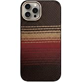 KZY İletişim iPhone 15 Pro ile uyumlu Kapak M-Safe Şarj &Ouml;zellikli İnce Yapılı Karbon Kevlar Kılıf - Kahverengi