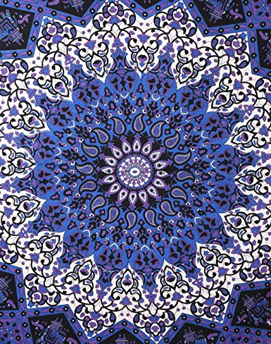 geschenke Tapisserie indische ethnisch 88×82 Deko Schwarz Wandteppich Baumwolle Wall Hanging Floral Gedruckt Von Rajrang - 2