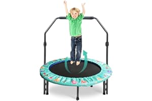 ‎FORROBY Trampolin für Kinder, 36" Mini Kindertrampolin mit Verstellbarer Griff, Kindertrampolin mit gepolsterter Sicherheitsabdeckung, Rebounder-Trampolin für Sprungsportarten im Innen oder Außenbereich(Lila)