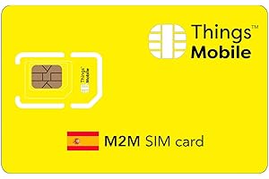 Tarjeta SIM M2M ESPAÑA - Things Mobile - con Cobertura Global y Red multioperador GSM/2G/3G/4G LTE, sin costes fijos, sin vencimiento y con tarifas competitivas, con 10 € de crédito Incluido