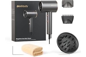 Bestauty Secador Profesional con Difusor Pelo Rizado, 2000W 314g Secador Ionico es Adecuado para Viajes y Salón de Belleza, Gris Oscuro
