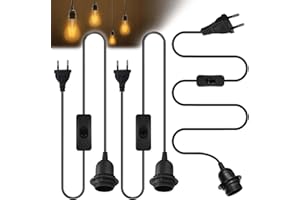 VAILEAL 3 Stück E27 Lampenfassung: E27 Fassung mit Schalter mit Stecker, Lampenfassung Schwarz mit 1,8 m Kabel Schraubring, Fassung für Büro Küche Wohnzimmer Kinderzimmer Schreibtischlampe Stehlampe
