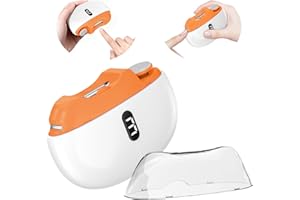 YEXAL Cortauñas Eléctrico, 3 en 1 Nuevo Cortaúñas Automático y Pulidor, con Luz LED y Recargable por USB, 3 velocidades Cortauñas Eléctrica Ajustable Automático, para bebés, adultos y ancianos - Naranja