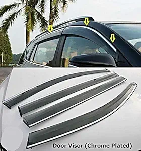 Automaze League Side Wind-ow Deflector Rain Door Visor For Swift Dzire 2017-2019 Model | Chrome/Silver Line, Warranty, Set of 4 Pc, Unbreakable Material