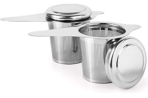 2PCS Infusore per Tisane, Hocimit Colino in Acciaio Inox, Filtro per Tè con Coperchio, Filtro the Infusione, per Bicchieri Tazze e Teiere Standard