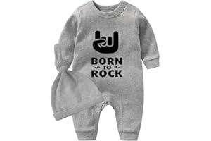 culbutomind Strój dziecięcy zestaw Baby Loves Rock Print z długim rękawem odzież dla niemowląt noworodki ubrania dla niemowląt