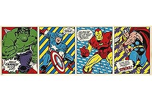 Grupo Erik Editores Puerta - Poster con diseño Marvel Comics Triptico, 53 x 158 cm