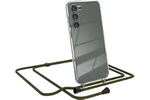 EAZY CASE - Handykette kompatibel mit Samsung Galaxy S23 Plus Kette zum Umhängen für Samsung Galaxy S23 Plus Hülle mit Band aus Silikon transparente Handyhülle als Fallschutz in Grün - Clips Schwarz