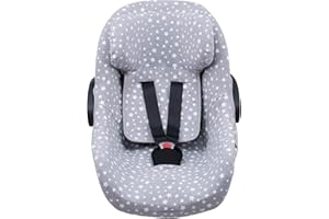JYOKO KIDS Fodera copri seggiolino auto in cotone Compatibile con Pég Perego Primo Viaggio, Uppababy Mesa GO (WHITE STAR)