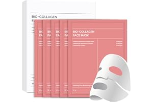 DASPEED Maschera Collagene Viso, Bio Collagen Face Mask - 5 Pezzi - Idratazione Intensa, Pelle Compatta, Luminosità Istantanea, Maschere Collagene Viso per Ogni Pelle (Rosa)