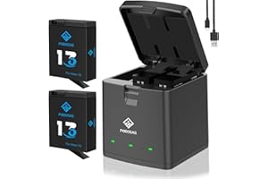 POEOSAS Hero 13 Akku für Hero 13 Black, 2100mAh Hero 13 Akku mit 3-Kanal LED USB-C Schnellladegerät Kompatibel mit GoPro Hero 13, HERO13 Black Enduro Akkus (2er-Pack)