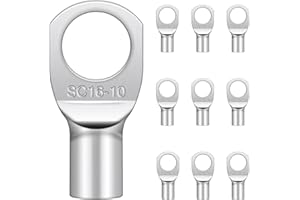10 Pièces Cosses Tubulaires 16mm² M10, Hanibos Cosses Electriques Ronde à Œillet en Cuivre Étamé Cosse à Sertir 16mm², Cosses Annulaires 16mm²