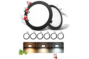 Grebeam Lot de 6 Spot LED Encastrable Noir 16W, Spot Salle de Bain, IP44, Rond, 3000K/4000K/6000K, spot LED Plafond pour Cuisine Salon, Trou 145-160mm