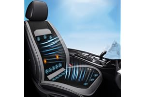 Breadom Coussin de siège d'auto à Refroidissement avec Masseur, Couvercle de Coussin de siège d'auto avec 16 Ventilateurs, Voiture de siège arrière arrière Respirant pour la Conduite d'été