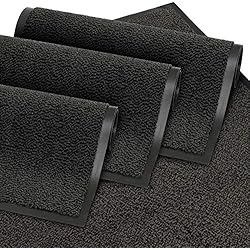 GadHome Tapis de Porte, Noir 90x120 cm | Tapis de Porte extérieur, imperméable, Lavable, Tapis Robuste antidérapant, retient la poussière, paillasson, Couloir, entrée, Cuisine, Chambre